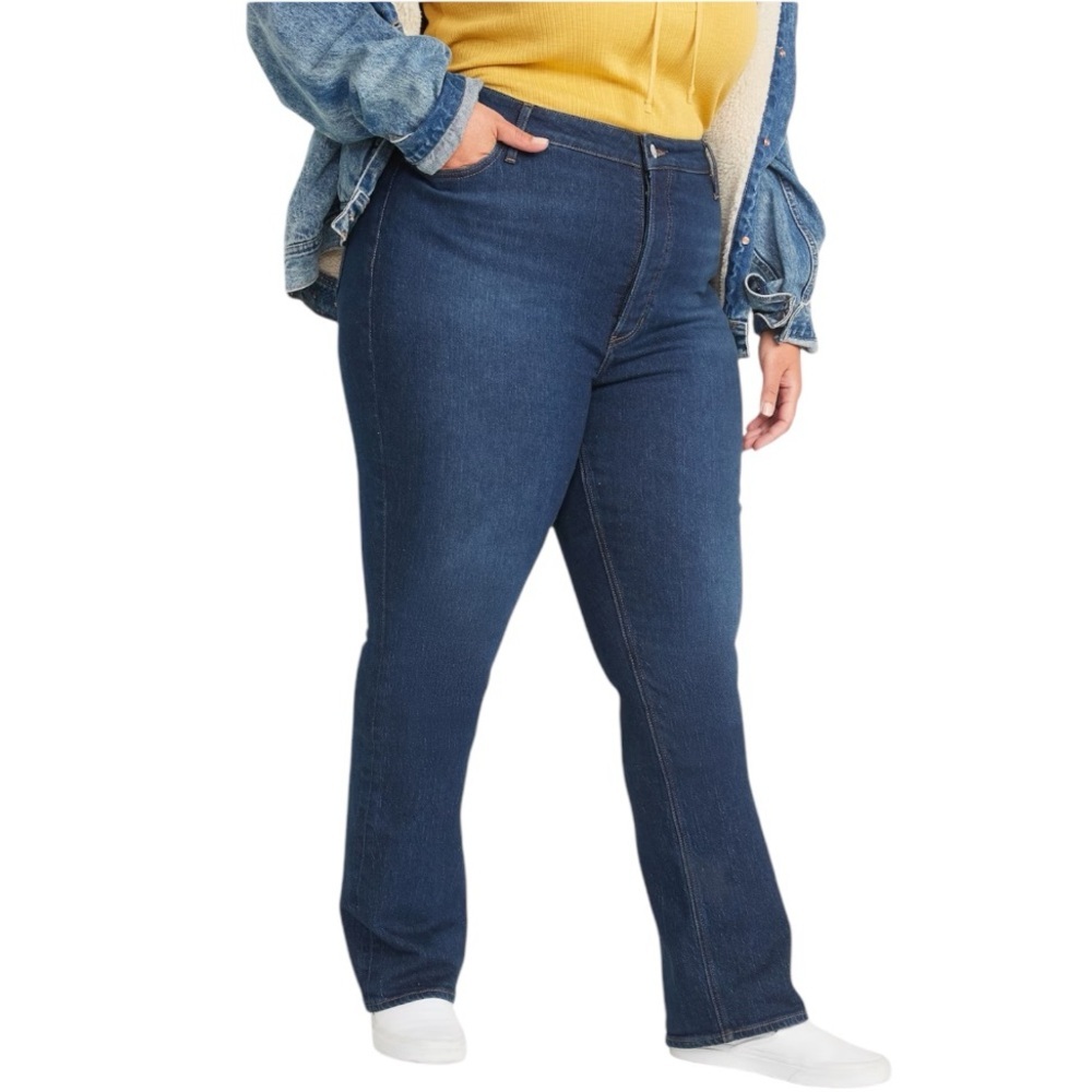 NWT Old Navy Plus Sz 28 Extra High-Waisted Button-Fly Kicker Boot-Cut Jeans